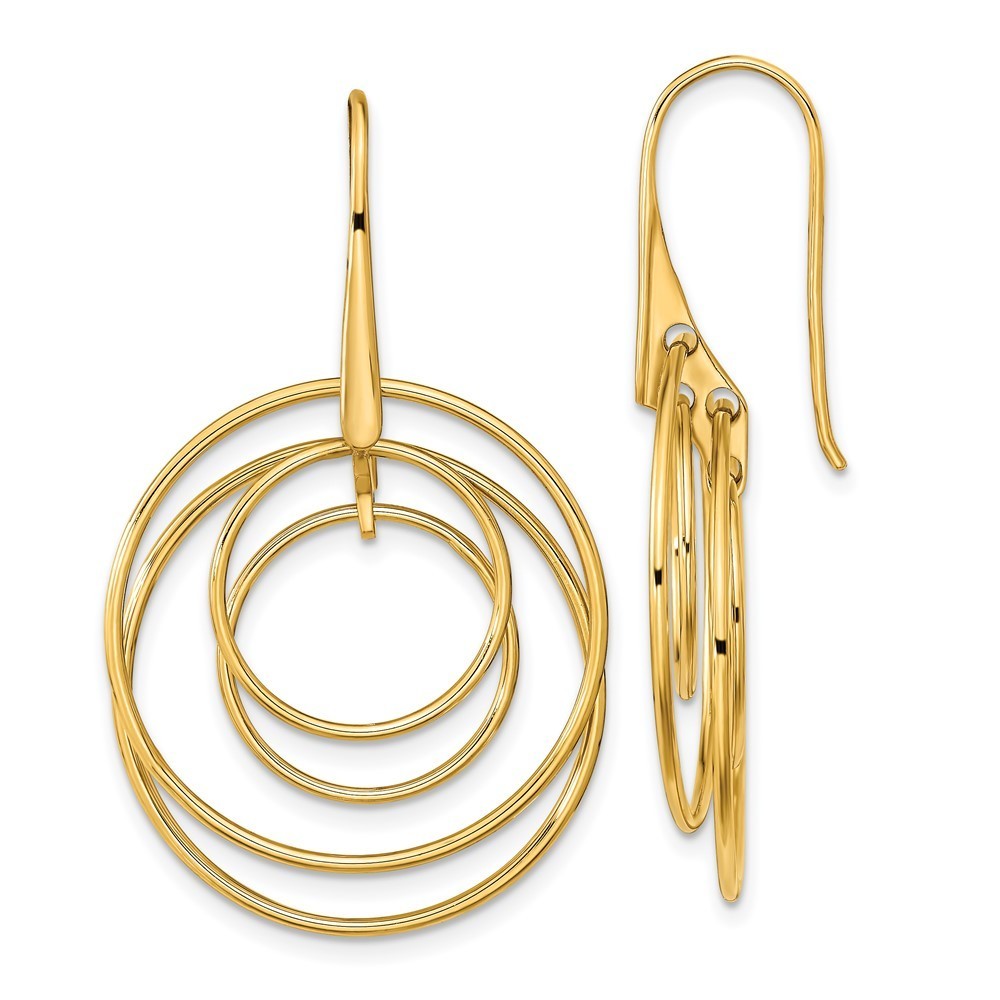 14k Polished Circles Dangle Earrings